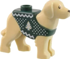 The Brick Show Shop Tan Dog / Labrador with Christmas Holiday Sweater - LEGO City Minifigu