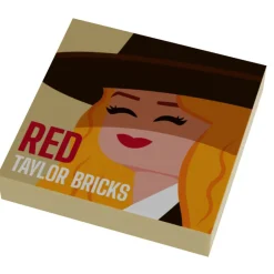 The Brick Show Shop Taylor Bricks RED Music Album Cover (2x2 Tile) made using LEGO part -