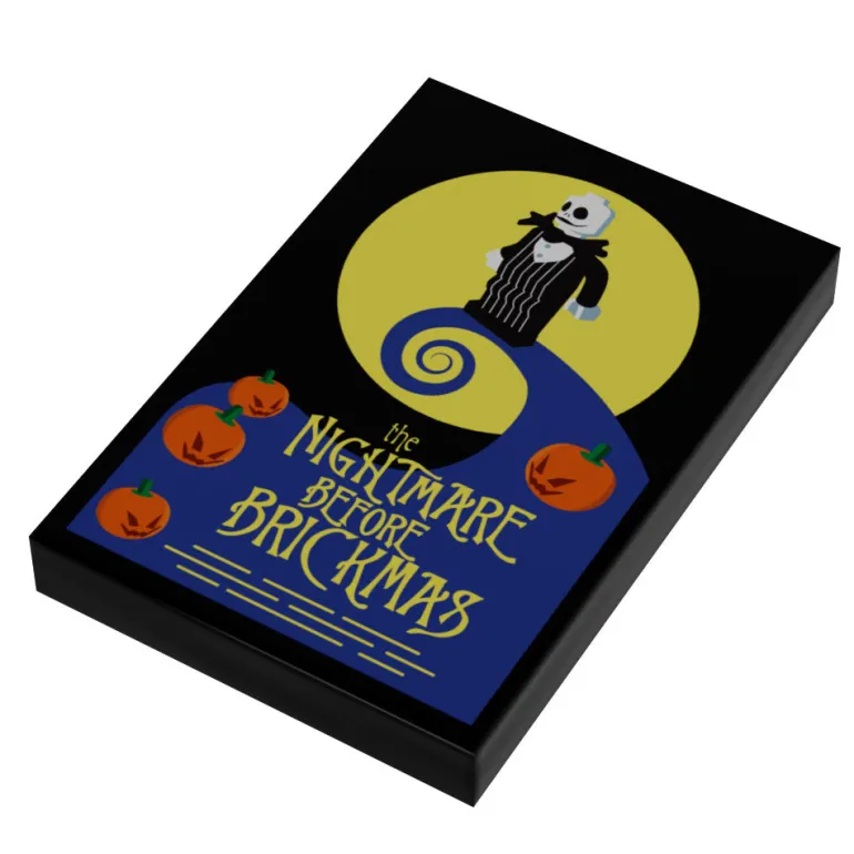 The Brick Show Shop The Nightmare Before Brickmas Movie Cover (2x3 Tile) - B3 Customs made using LEGO parts
