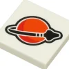 The Brick Show Shop Tile 2 x 2 with Orange, Red and Black Classic Space Logo Pattern - Off