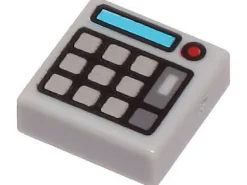 The Brick Show Shop Tile 1 x 1 with Silver Keypad Buttons, Red Light (Calculator) Pattern