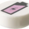 The Brick Show Shop Tile, Round 1 x 1 with Pink Battery Charge Pattern - Official LEGO® Pa