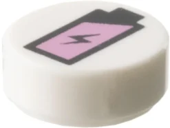 The Brick Show Shop Tile, Round 1 x 1 with Pink Battery Charge Pattern - Official LEGO® Pa