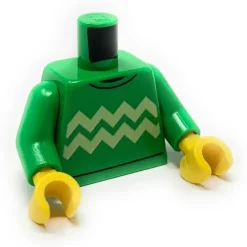 The Brick Show Shop Torso, Bright Green Sweater with Tan Zigzag Lines Pattern - Official L
