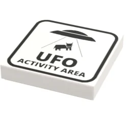 The Brick Show Shop UFO Activity Area Sign (2x2 Tile, Minifig Scale) made using LEGO part