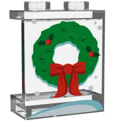 The Brick Show Shop Window with Christmas Wreath - Custom Printed LEGO 1x2x2 Panel, B3 Cus