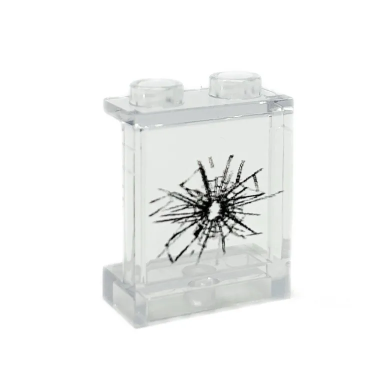The Brick Show Shop Window with Large Cracked Hole #1 - Custom Printed LEGO 1x2x2 Panel, B