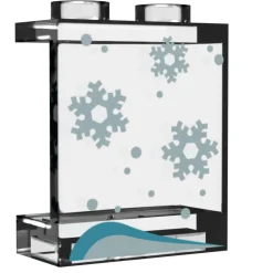 The Brick Show Shop Window with Snow, Snowflakes - Custom Printed LEGO 1x2x2 Panel, B3 Cus