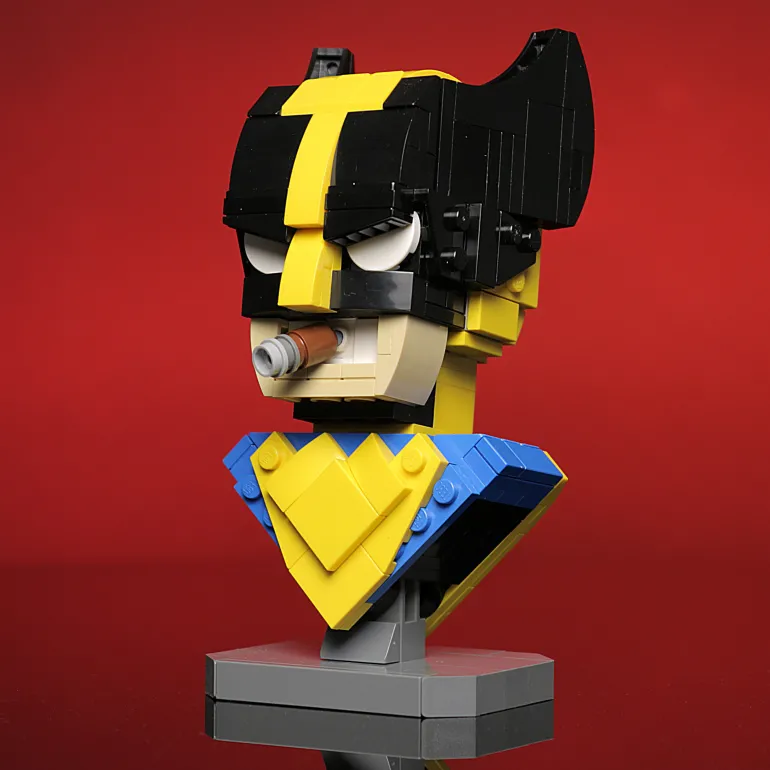 The Brick Show Shop Wolverine Bust MOC made using LEGO bricks