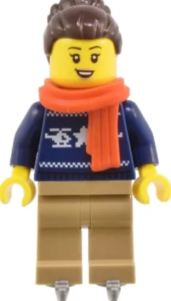 The Brick Show Shop Woman in Dark Blue Ugly Christmas Sweater w/ Ice Skates - LEGO City Mi