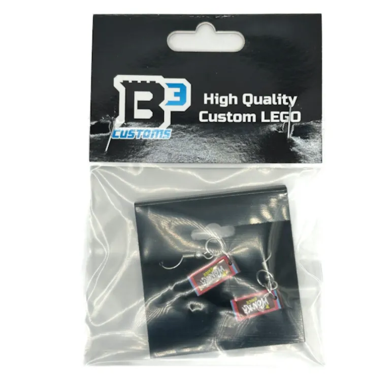 The Brick Show Shop Wonka Bar Earrings made from LEGO parts - B3 Customs