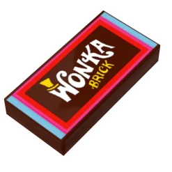 The Brick Show Shop Wonka Brick - Custom Printed 1x2 Tile made using LEGO part