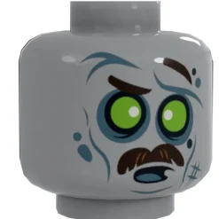 The Brick Show Shop Zombie #5 Minifig Head w/ Mustache made using LEGO parts - B3 Customs