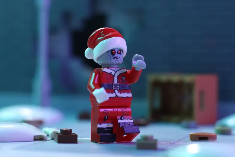 The Brick Show Shop Zombie Santa Minifig made using LEGO parts - B3 Customs